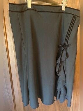 The Limited Black A-Line Skirt with Side Ruffle Detail size 10